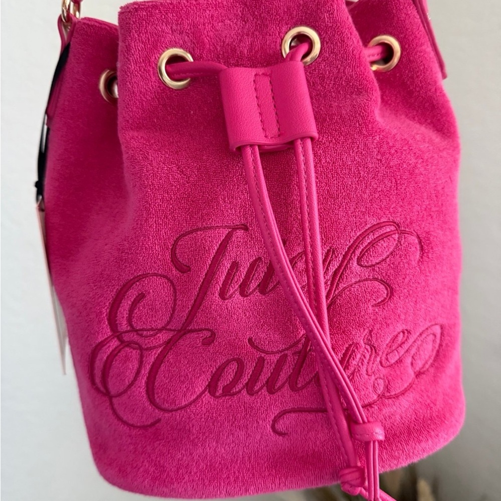 Juicy Couture Hot Pink Terry Cloth Bucket Bag, NWOT